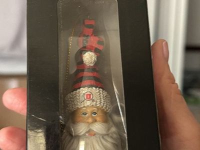 Santa Stocking Cap Ornament with Ute Logo - Christmas Decor, New in Box