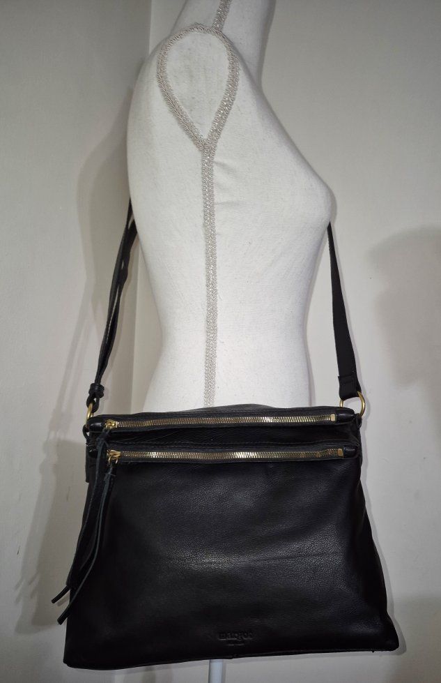 New Margot Leather Mickey Double Zip Crossbody Bag