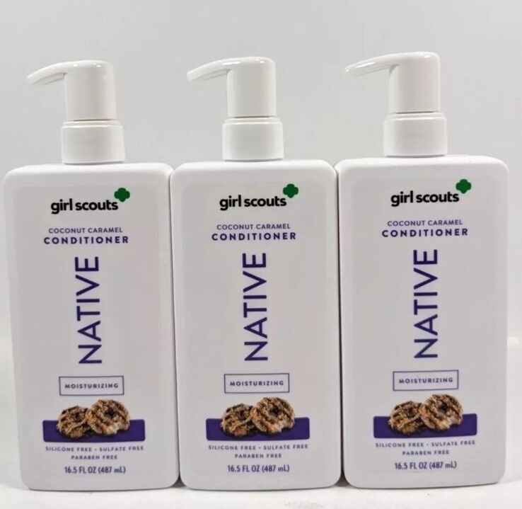 3 - NATIVE Girl Scouts COCONUT CARAMEL SHAMPOO 16.5 OZ EACH BRAND NEW!!!