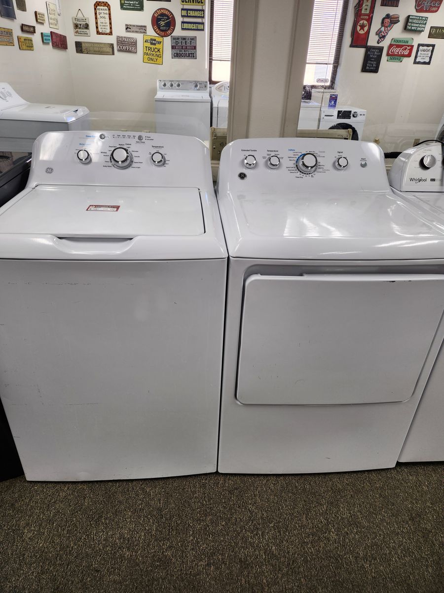 GE Top-Load Washer and Matching Electric Dryer Set - White