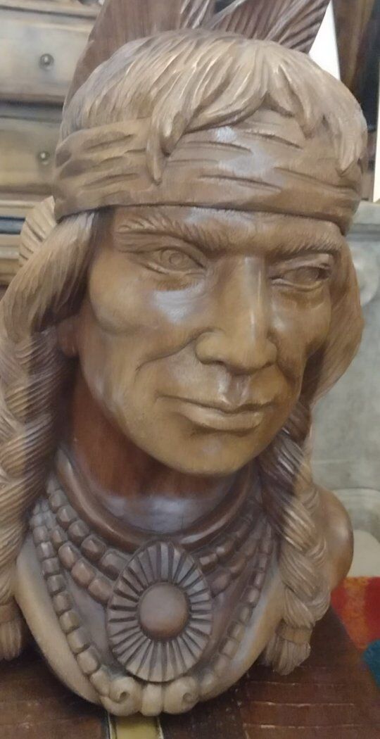 American Indian hand carved wooden bust
In great c