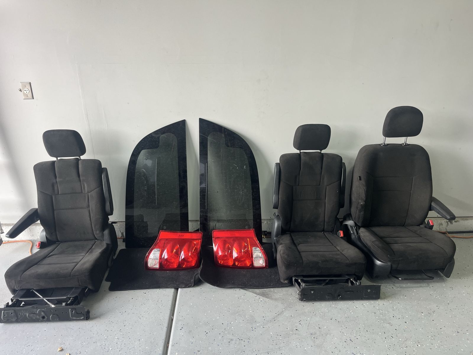 OEM Minivan Interior Parts Lot - Black Cloth Seats, Rear Windows & Tail Lights