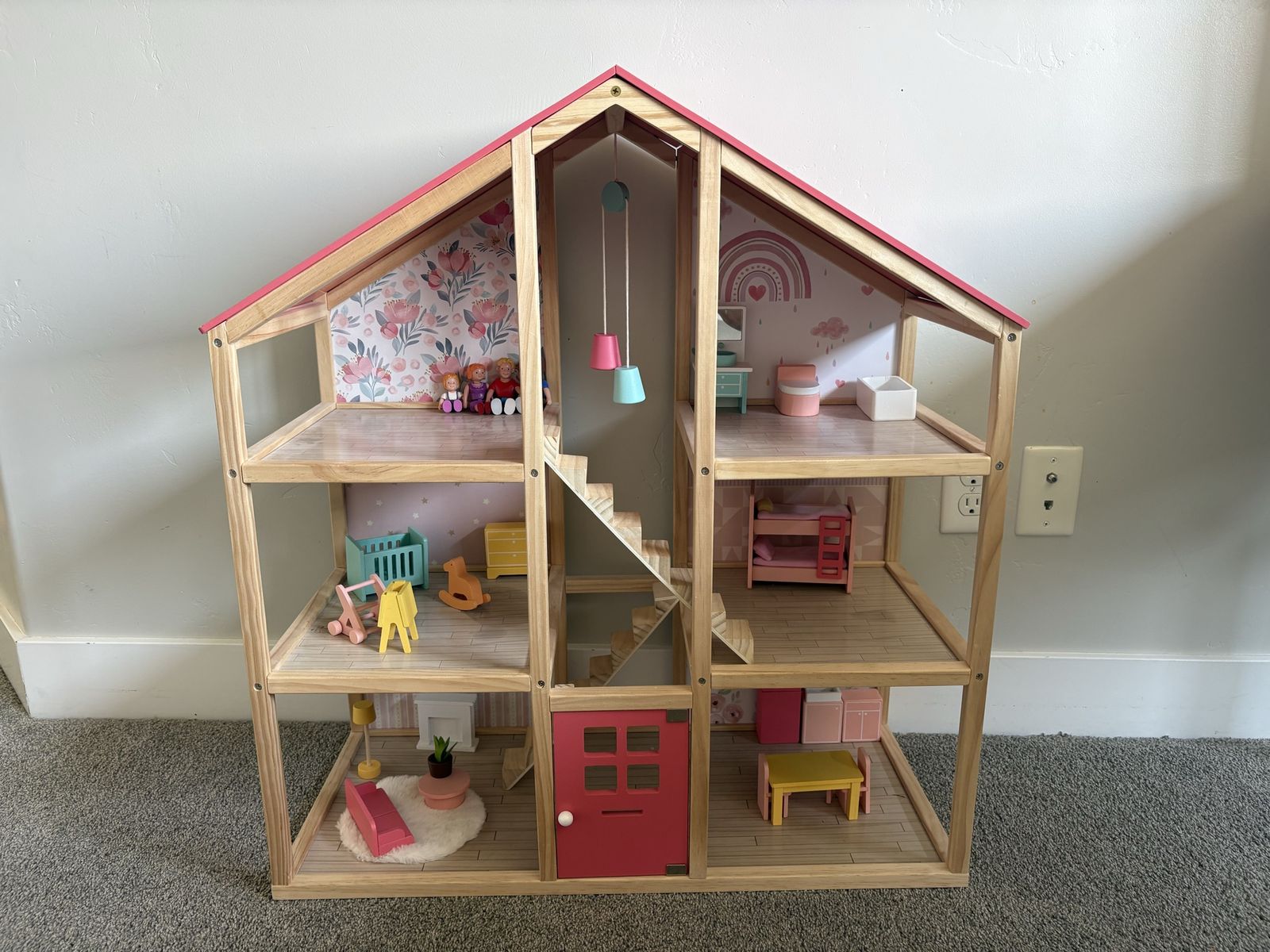 Playkidiz Large Dollhouse With All Furnishings