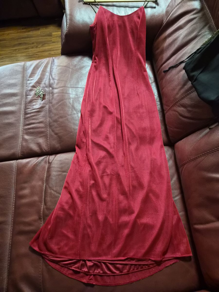 Red Shimmery maxi dress with matching earrings