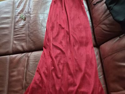 Red Shimmery maxi dress with matching earrings