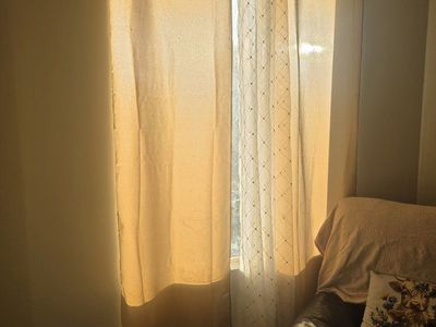 Grommet Top Beige Blackout Curtains with Sheer Panel Window Treatment