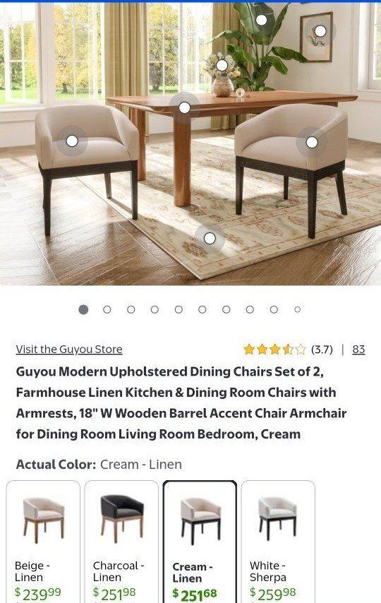 Modern Upholstered Dining Chairs Set of 2