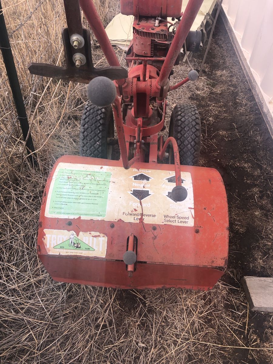 Vintage Troy-Bilt Horse Model Garden Tiller - Red, Manual Operation, Gas-Powered
