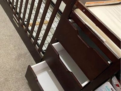 Dark Wood Baby Crib & Changer Combo with Storage Drawers