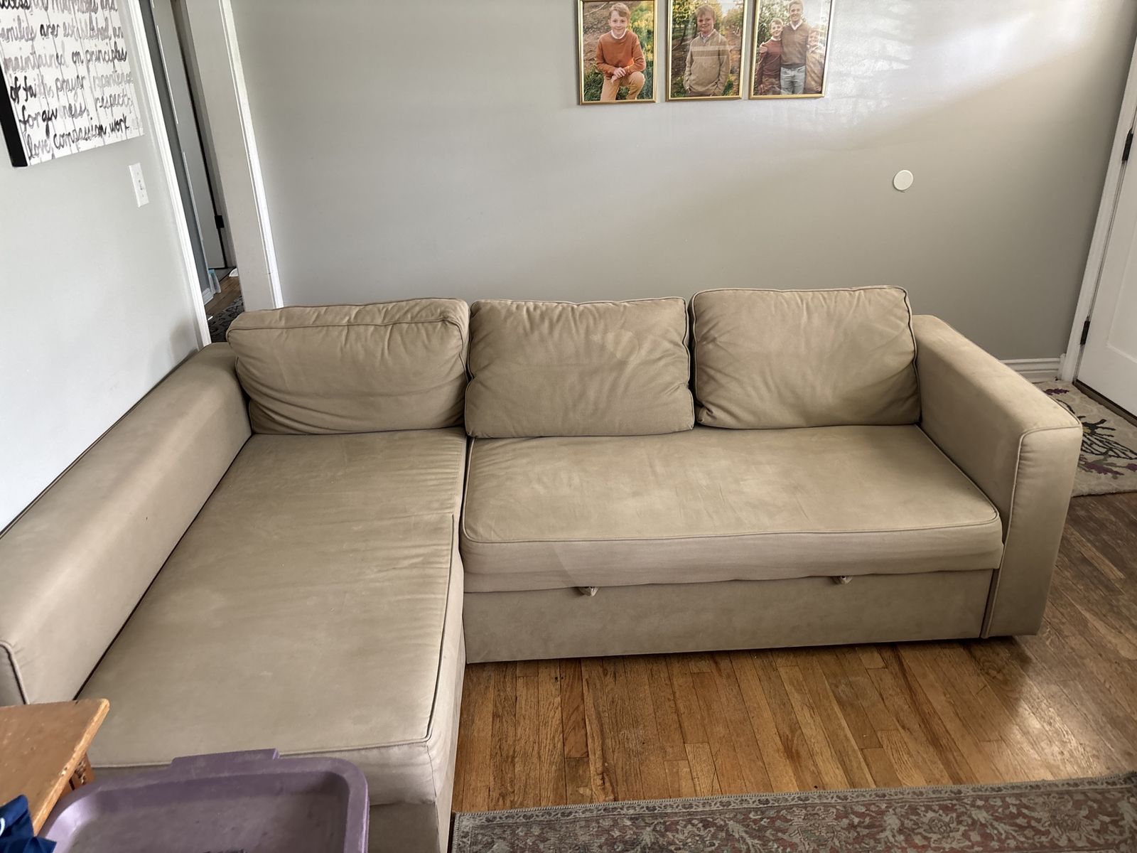 Trundle couch tan