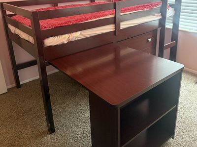 Loft bed with dresser and pull out desk