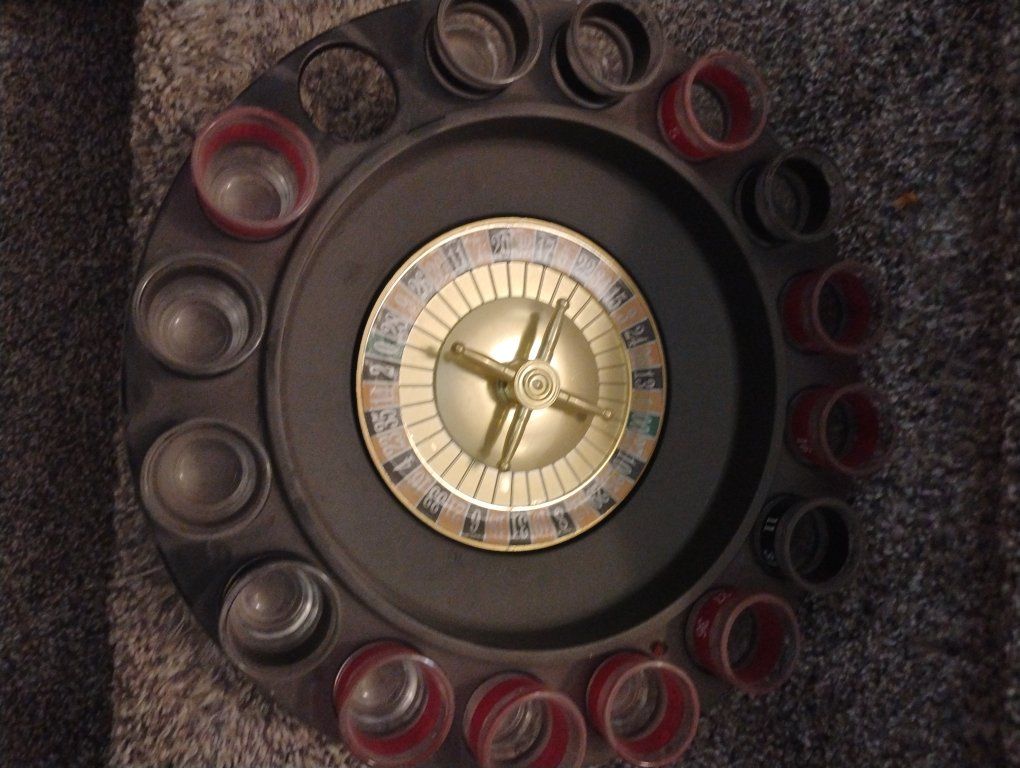 Roulette Drinking Game Set - Fun Party Game with 16 Shot Glasses. one missing