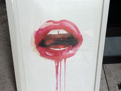 Original Watercolor Artwork - Framed Lips Painting & James Franco Portrait