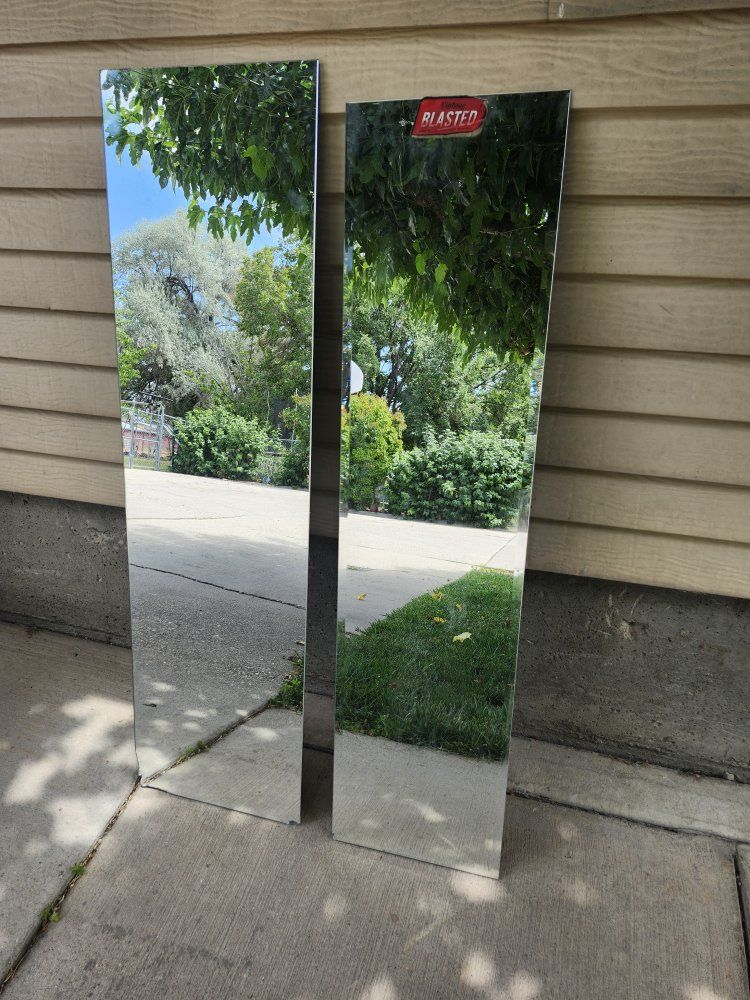 Pair of Frameless Rectangular Wall Mirrors -