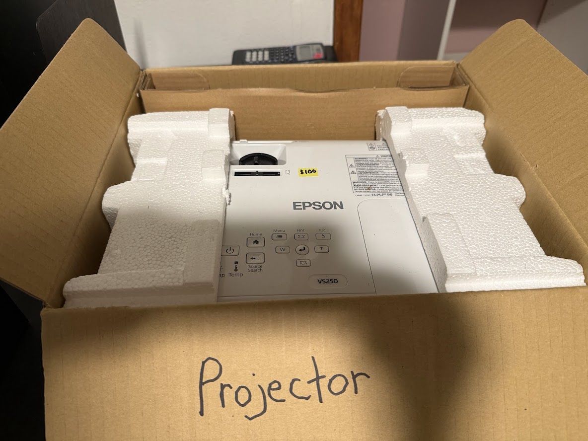 Epson VS250 Projector in Box with Styrofoam Packaging