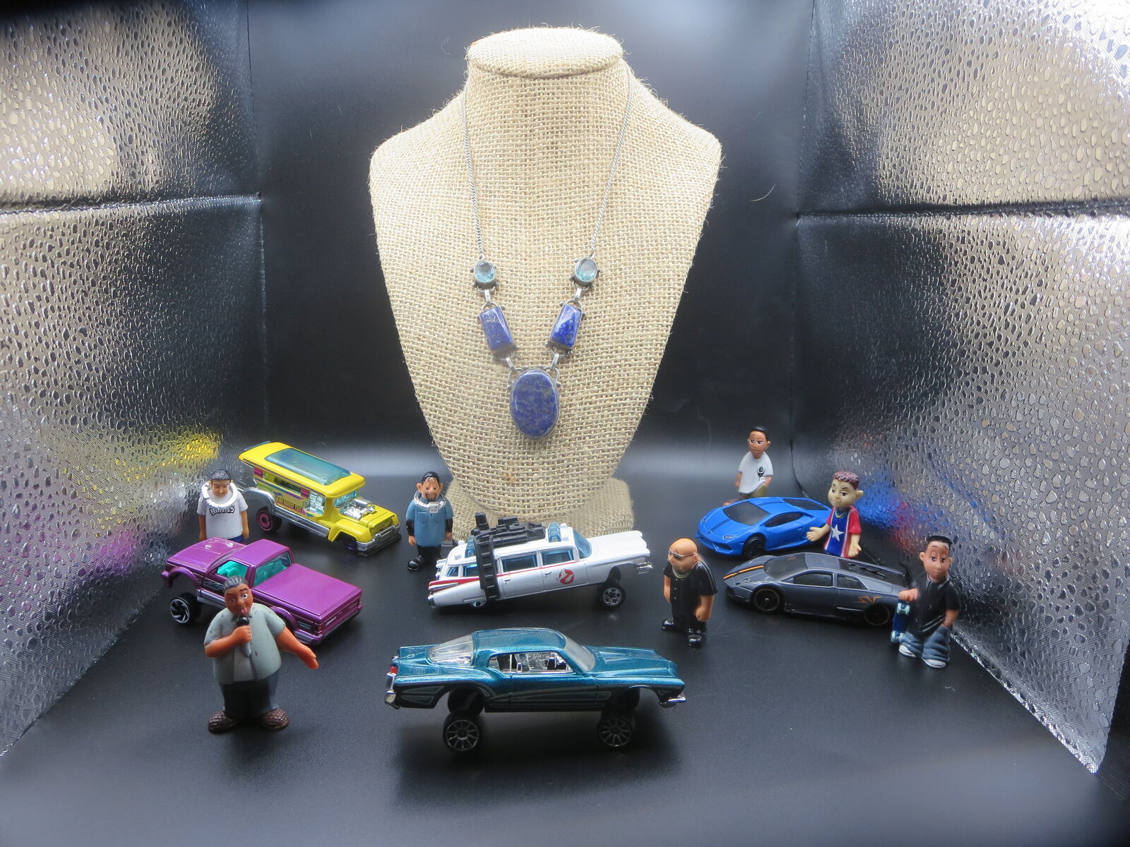 18" sterling silver Lapis Lazuli gemstones vintage handmade