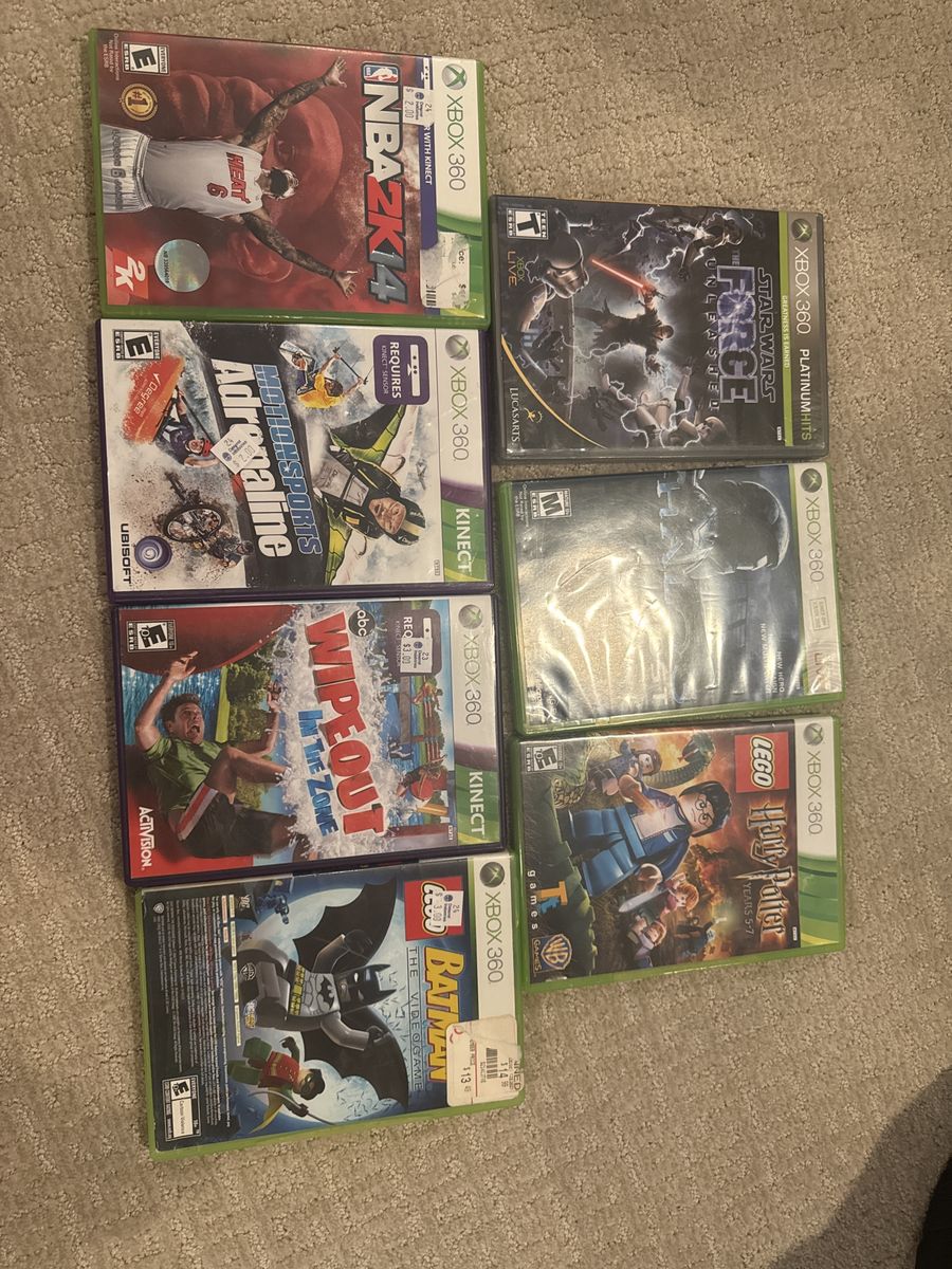 Xbox 360 Games Lot - NBA 2K14, Star Wars, LEGO Harry Potter, Batman, Kinect Sports, Wipeout