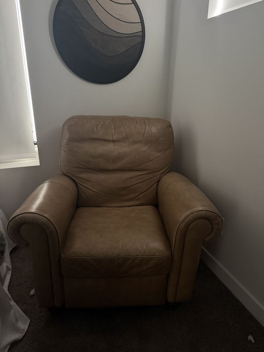 Tan Leather Recliner Armchair