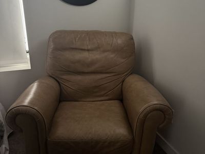 Tan Leather Recliner Armchair