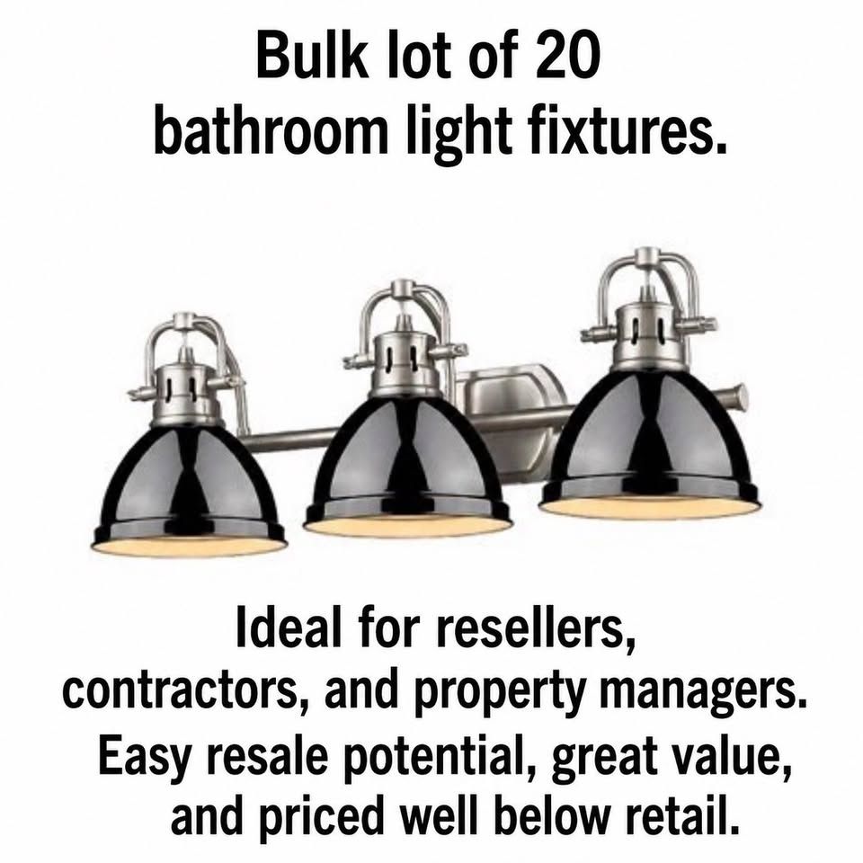 Wholesale Auction 20 Fixtures!! New Signature Home 3 Light Bathroom vanity light Black Pallet