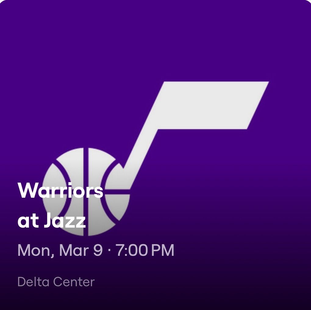 1-8 Utah Jazz Golden State Warriors GWS Tickets