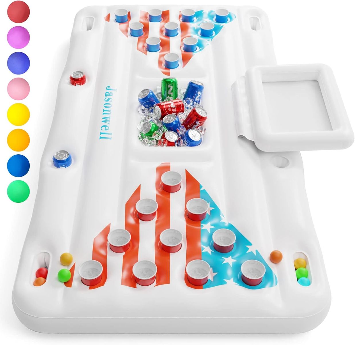 NEW Pool Toys Games Floats - Adult Pool Pong Table Game Float with Cooler Drink Cup Holders and 8 Balls Floating Pong