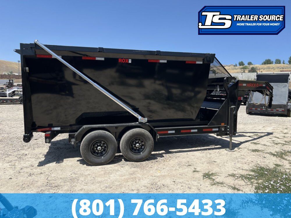 7x14 Maxx-D ROX Roll Off Gooseneck Roll Off Trailer - 14K GVWR - Electric Tarp, Hydraulic Jack(s)