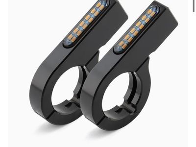 Motorcycle Front Fork Turn Signals LED 34-37mm Amber Lamp 12V - 2 Pack