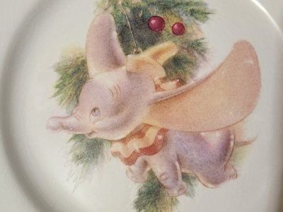 Disney Dumbo Christmas Collector Plates - Set of 3, Scalloped Gold Trim, Disney China