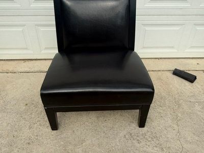 Black wood trim leather chair (a pair)