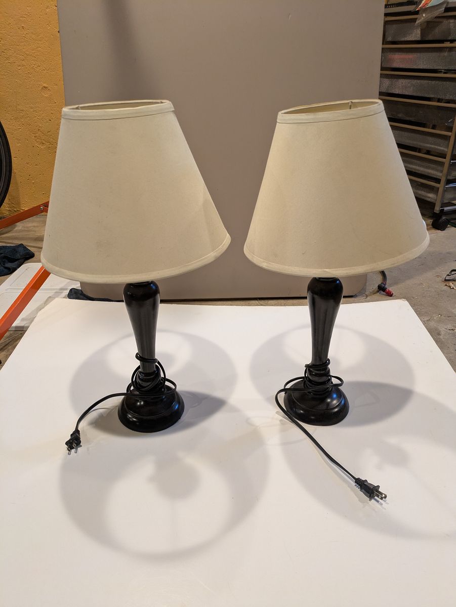(2) Table Lamps - black w/ white shade