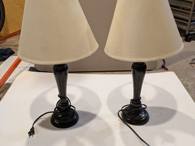 (2) Table Lamps - black w/ white shade