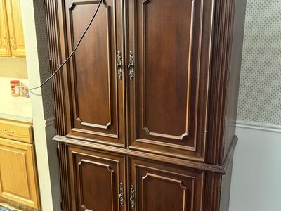 Large Wooden Storage Cabinet/Armoire with Adjustable Shelves & Drawers