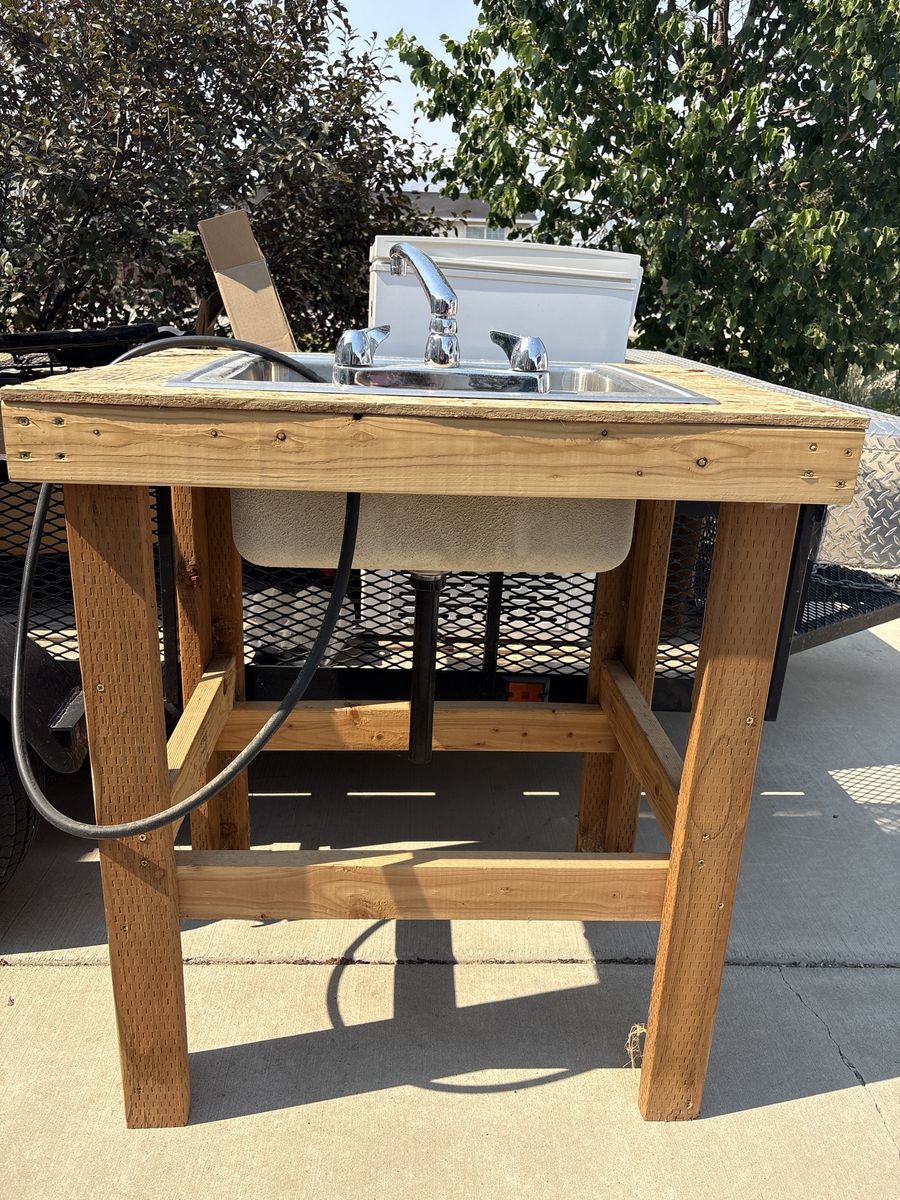 Handmade Outdoor Utility Sink with Hose Hookup - 36" x 29.25" x 40.5" Wood Frame
