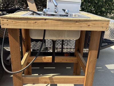 Handmade Outdoor Utility Sink with Hose Hookup - 36" x 29.25" x 40.5" Wood Frame