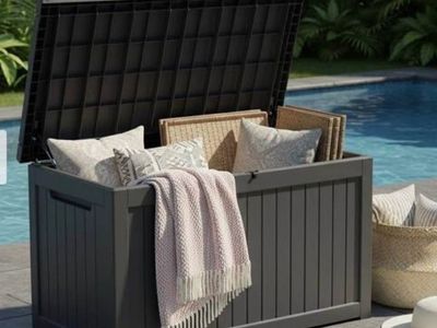 120 Gallon Outdoor Storage Deck Box – New in Box – Gray #414