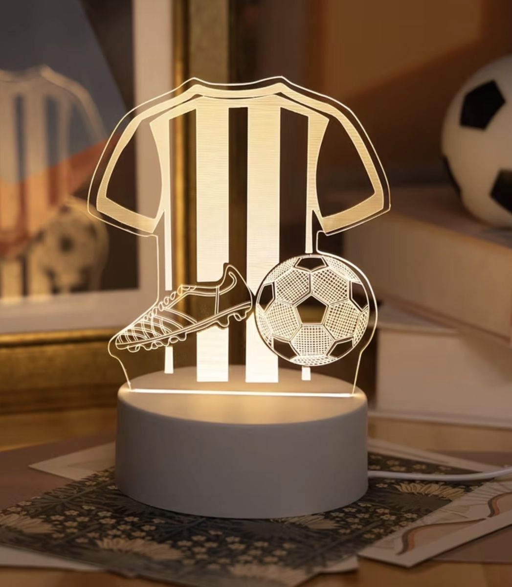 Soccer Jersey Cleat Ball 3D LED Night Light Lamp - Room Decor Gift