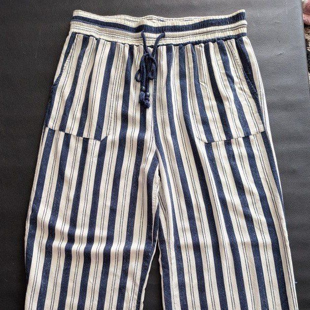 Classic Concepts XL Striped Viscose Palazzo Pants - Navy & White, Excellent Condition