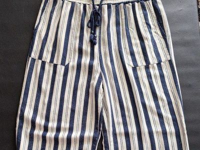 Classic Concepts XL Striped Viscose Palazzo Pants - Navy & White, Excellent Condition