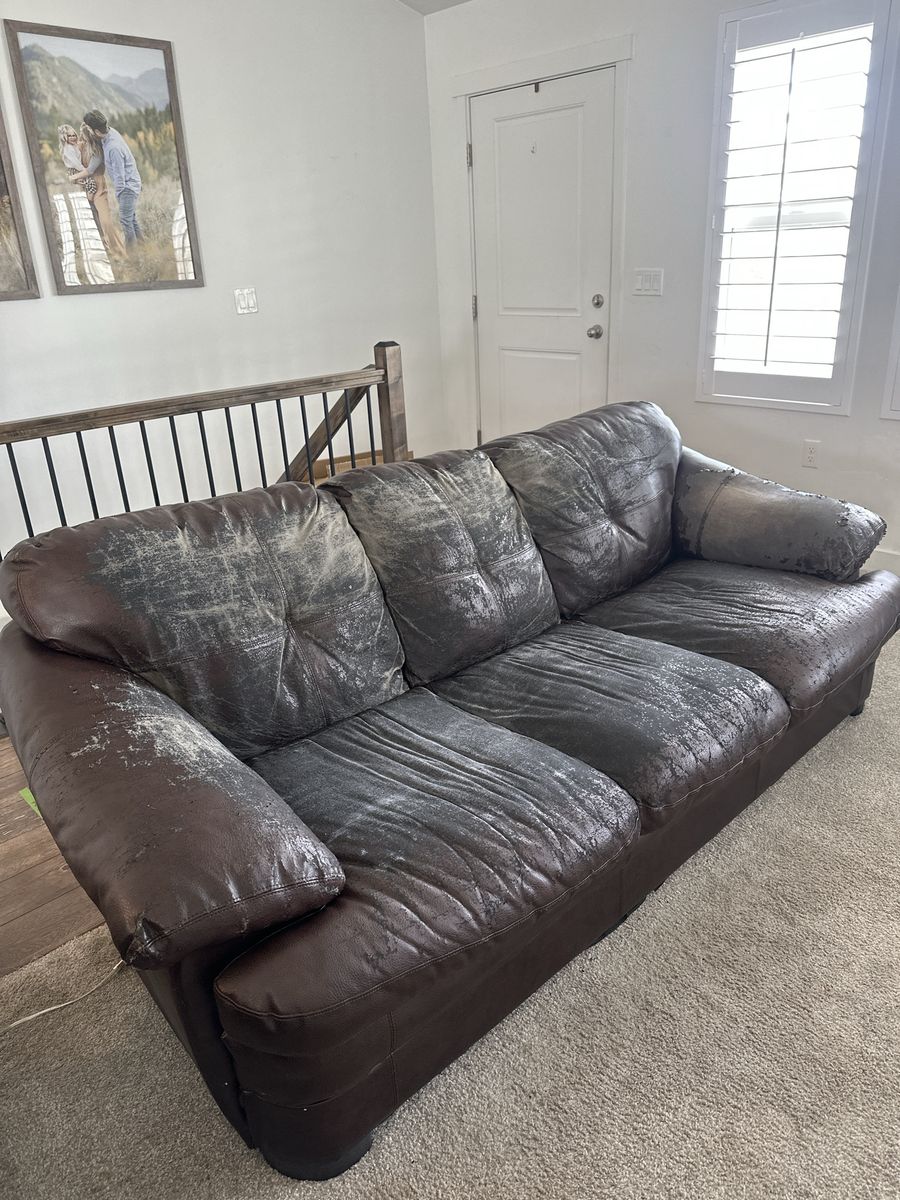 FREE Leather Couch + Washable Slipcover Included