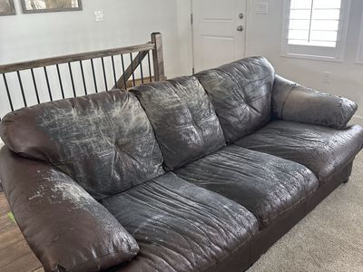 FREE Leather Couch + Washable Slipcover Included