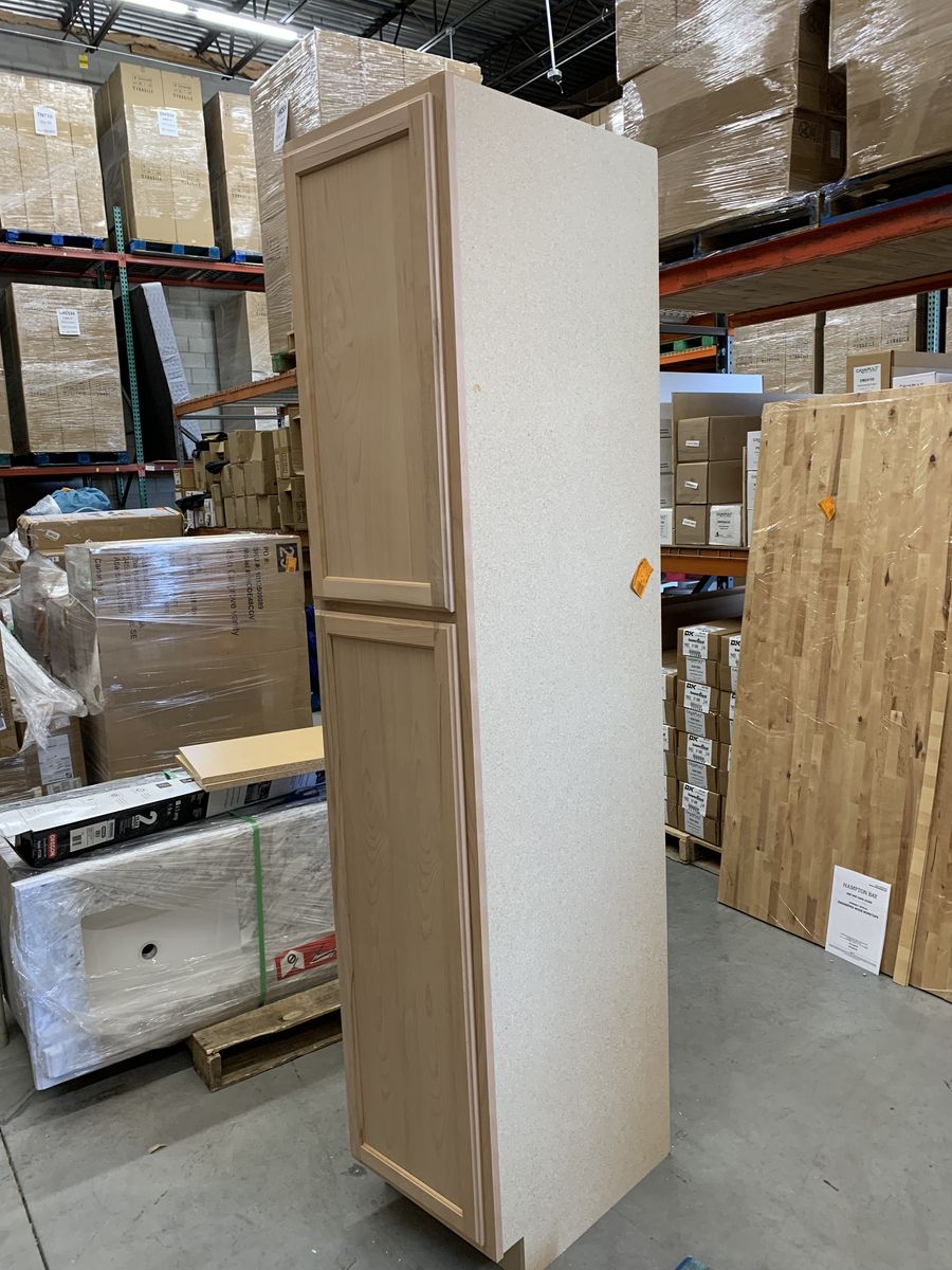 Hampton Bay Recessed Panel 18 in. W x 24 in. D x 90 in. H Assembled Pantry Kitchen Cabinet in Unfinished