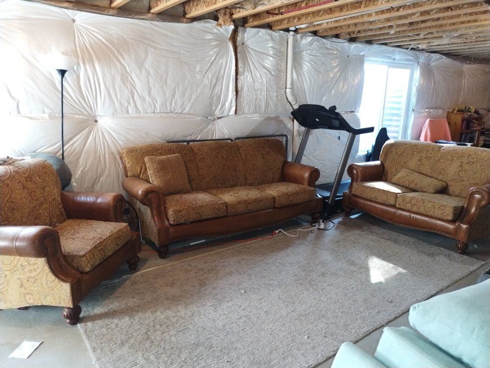 FREE Leather & Paisley Sofa Couch, Loveseat, and Armchair Set