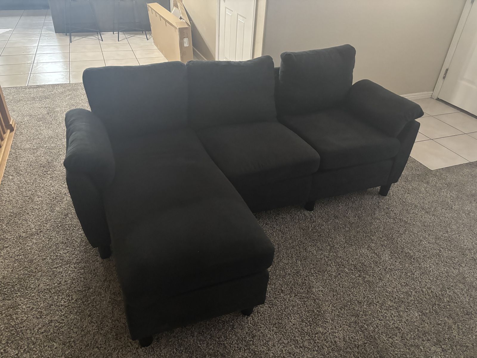 Black couch w/ Ottoman