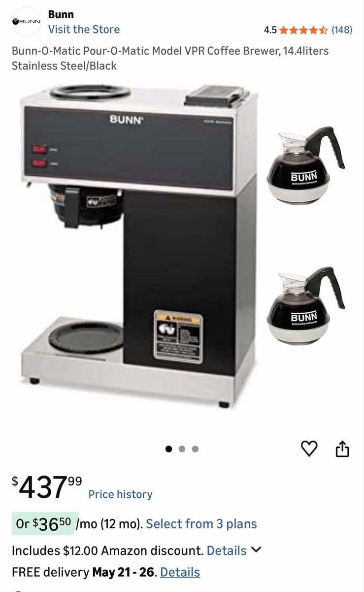 Bunn-O-Matic Pour-O-Matic Model VPR Coffee Brewer