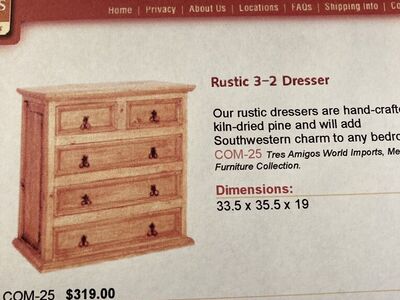 Rustic Five Drawer Dresser