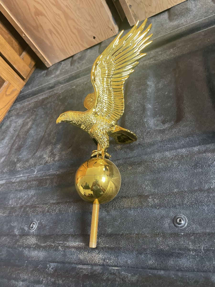 Golden Eagle Flagpole Topper with Ball Ornament