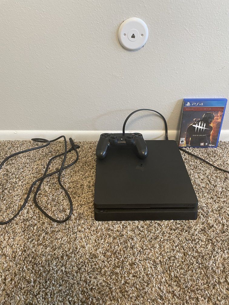 PS4 With Dual Shock Controller & Dead By Daylight Game (Perfect condition & comes with all plugs)