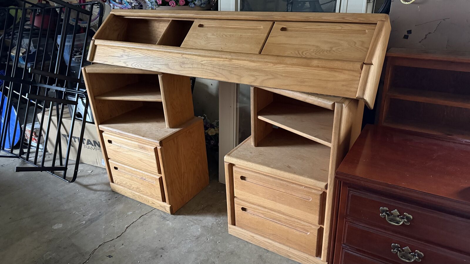 Queen Bed Headboard with Shelves