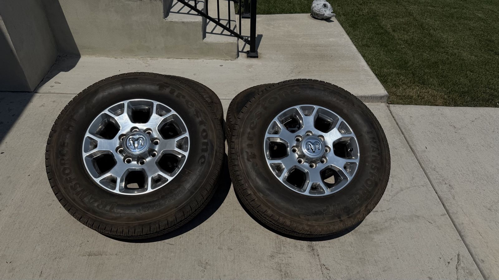 Dodge Ram 3500 Rims and Tires 275/70R18 Firestone Transforce HT Load E 